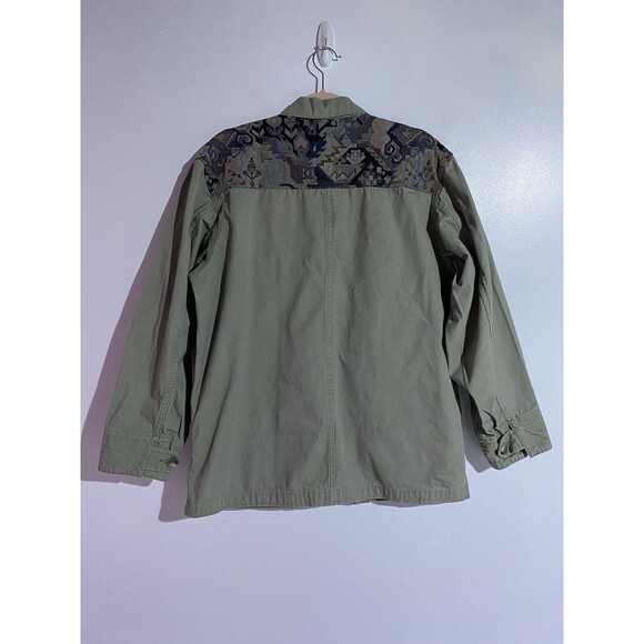 Vtg LL Bean Jacket Womens M Green 90s Southwest Tapestry Field Aztec Boho - Picture 2 of 15